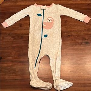 Cream and Pink Footies with Enclosed Feet and Zipper